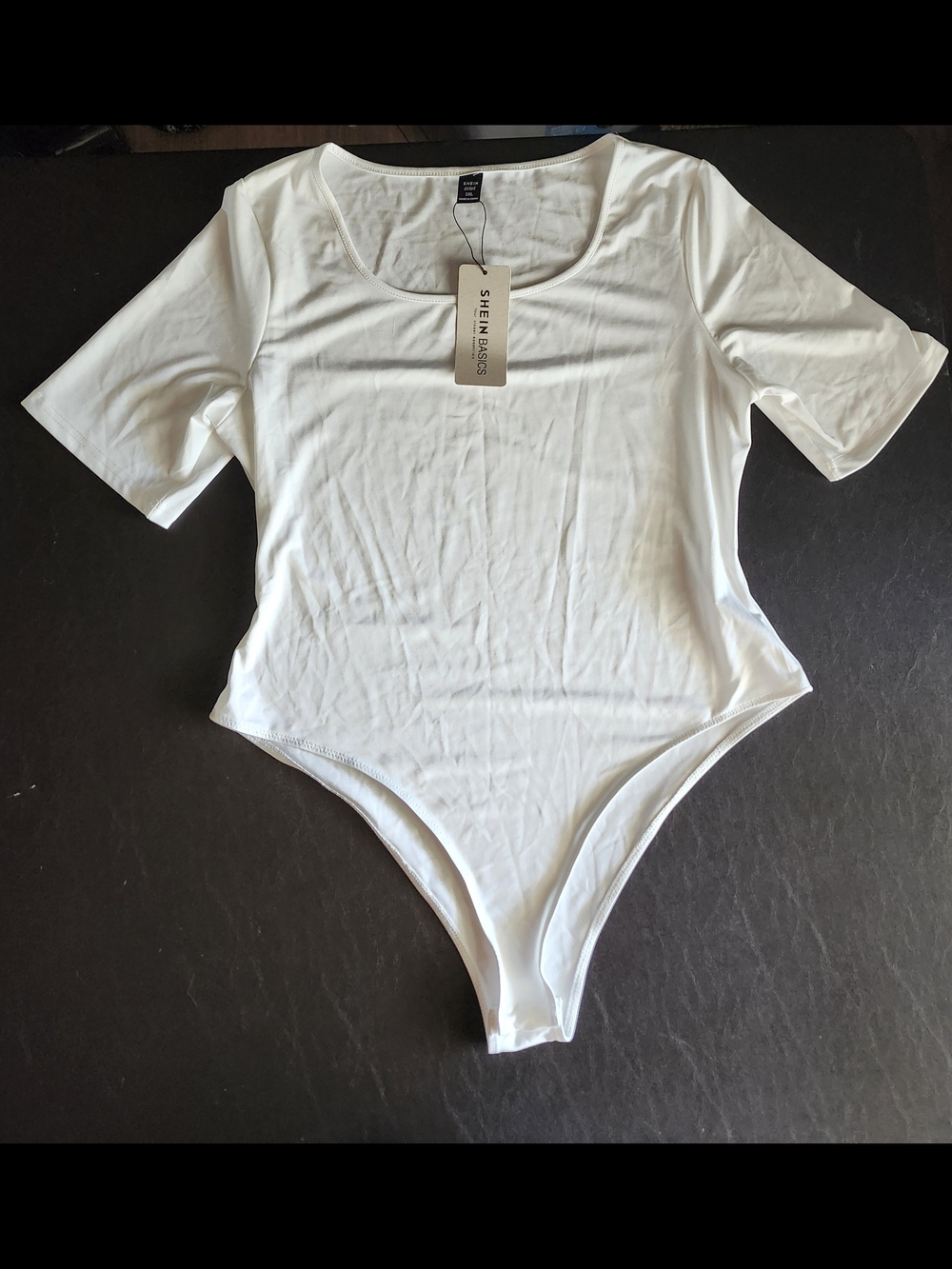 SHEIN White Scoop Neck Short-Sleeve Bodysuit